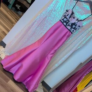 Custom Stunning Floral Satin Prom Dress